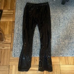 Open Edit Sequin black pull on pants Size medium
